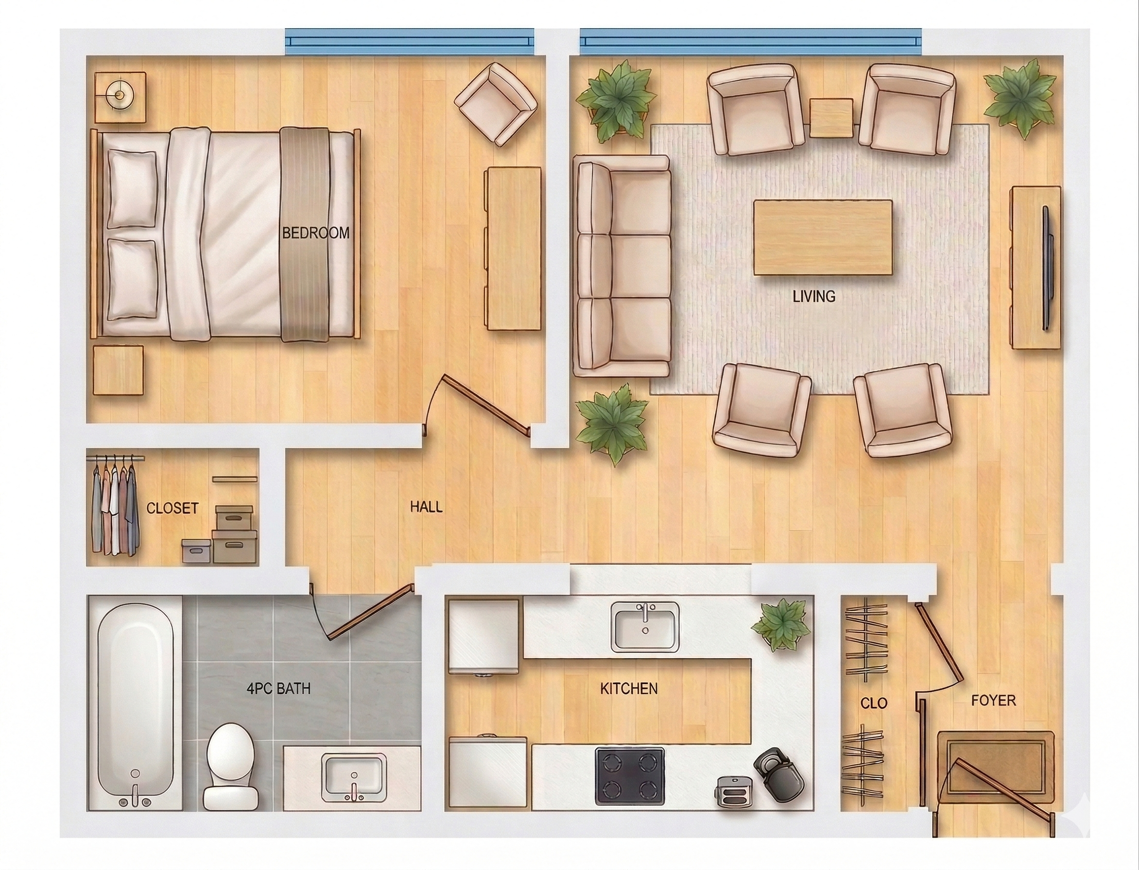 One Bedroom floor plan